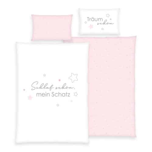 Produktbild Babybettwäsche aus Bio-Baumwolle Kleiner Schatz rosa