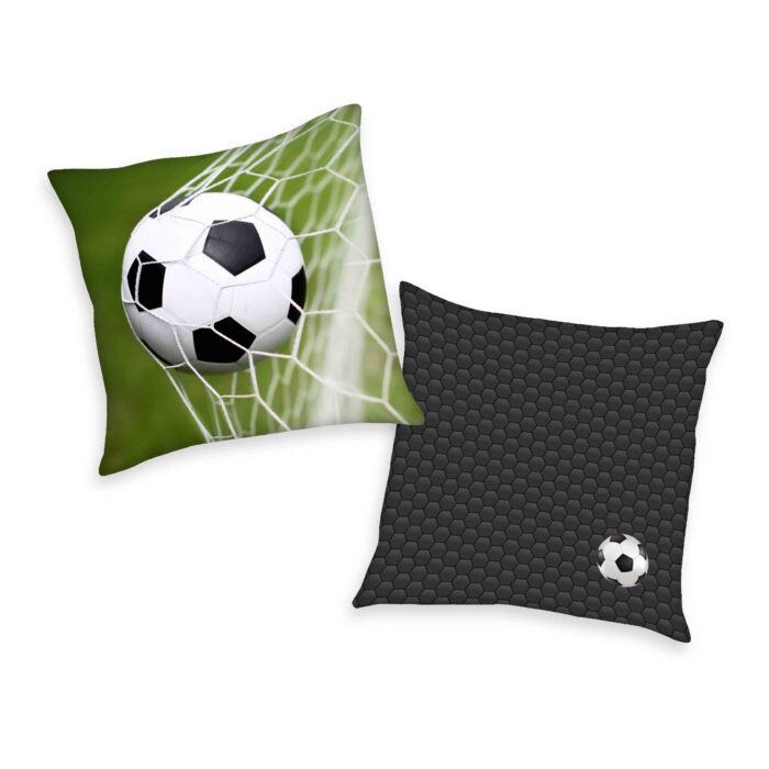 Produktbild Deko Kissen Fußball schwarz grün Kissen Vorderseite Rückseite