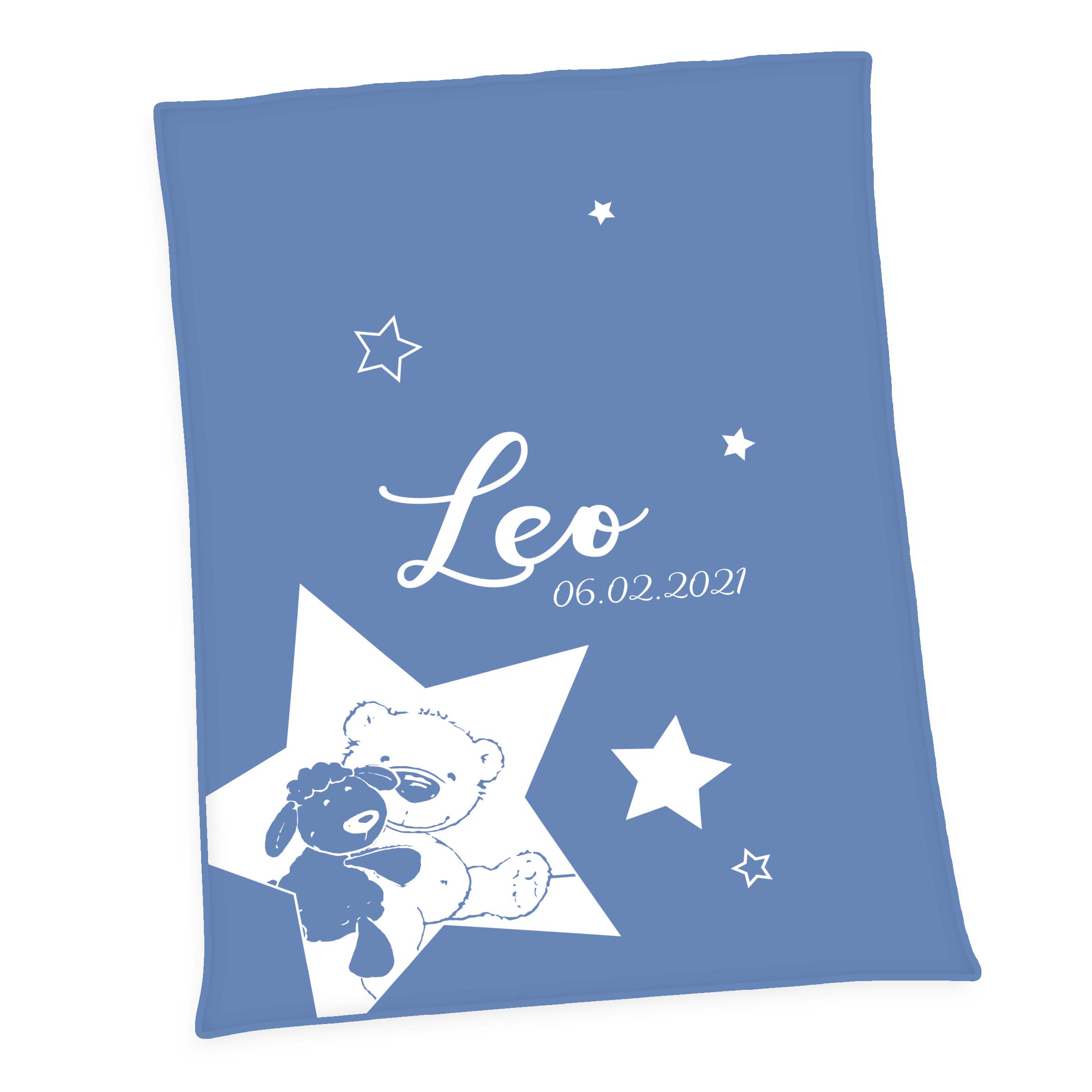 Produktbild Personalisierte Baby Kuscheldecke Großer Stern Unicade Rauchblau