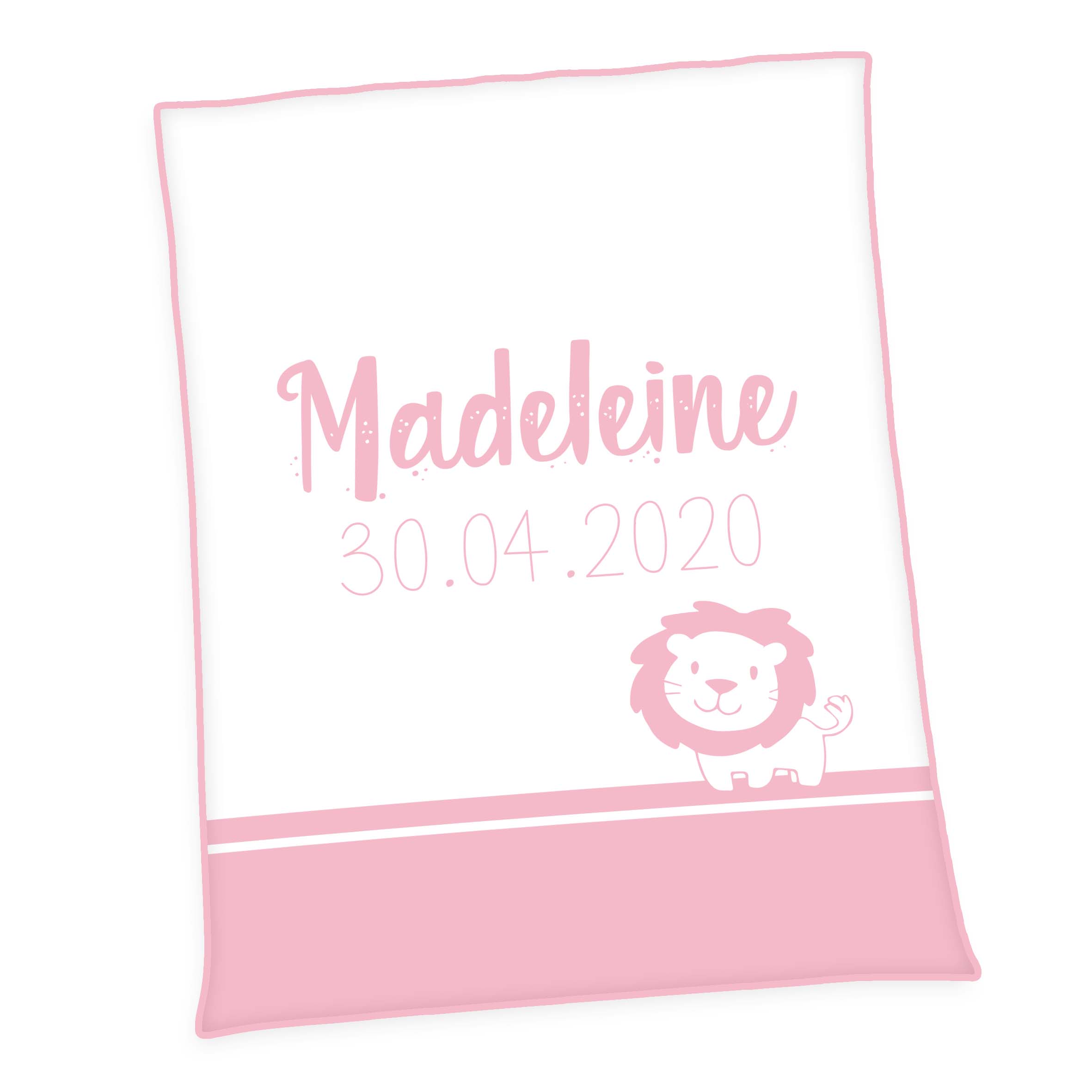 Produktbild Personalisierte Baby Kuscheldecke Löwe Unicade rosa