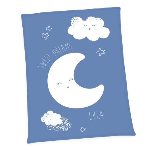 Produktbild Personalisierte Baby Kuscheldecke Mond Unicade Rauchblau