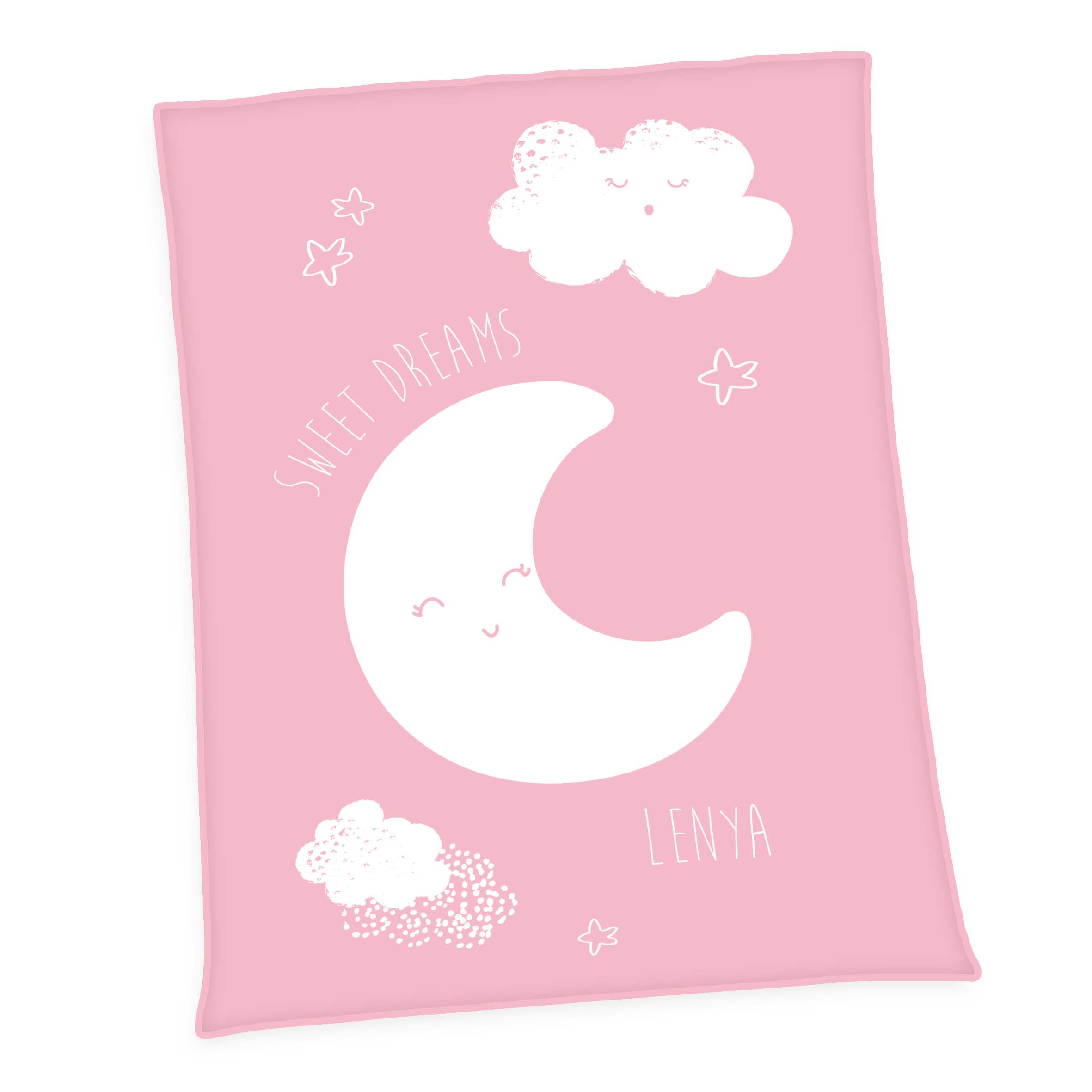 Produktbild Personalisierte Baby Kuscheldecke Mond Unicade Rosa