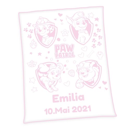 Produktbild Personalisierte Baby Kuscheldecke Paw Patrol Unicade Rosa